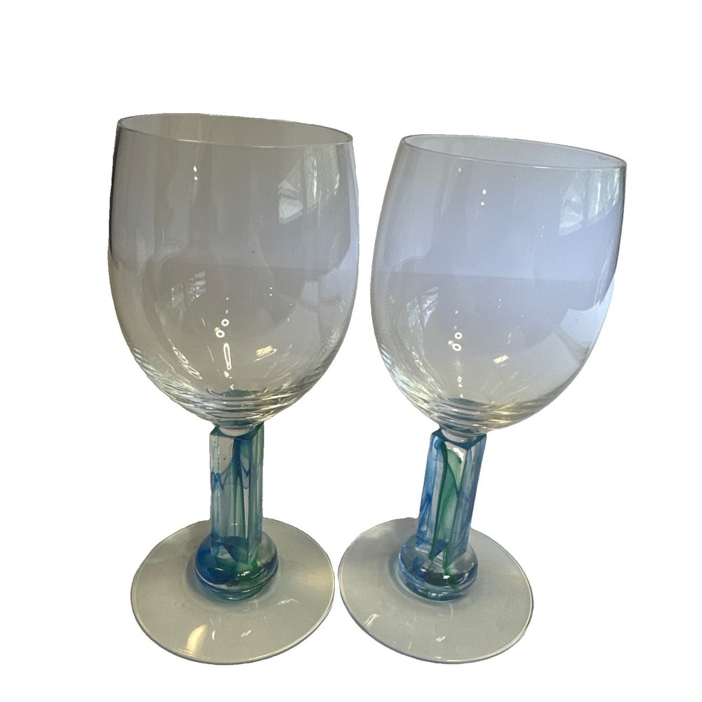 Vintage Pair of Kosta Boda Nobis Wine Glasses Kjell Engman Sweden